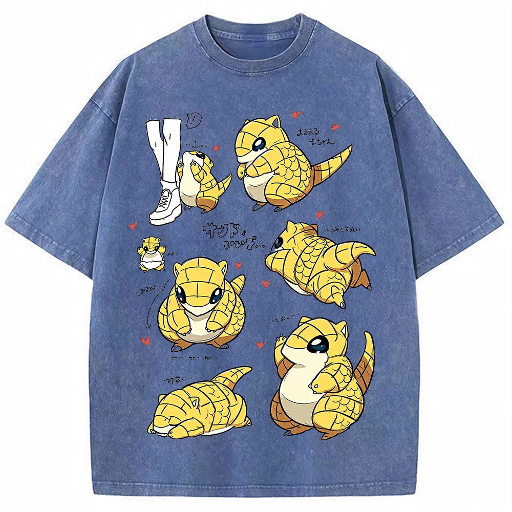Vintage Washed Sandshrew Cute Multi Poses Pokemon Graphic Tee