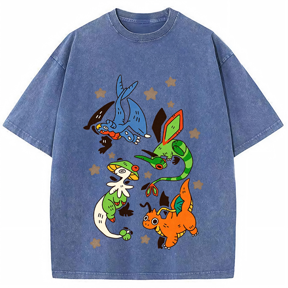 Dragon Type Pokemon Flash Sheet Cartoon Tee | Pokemon Anime