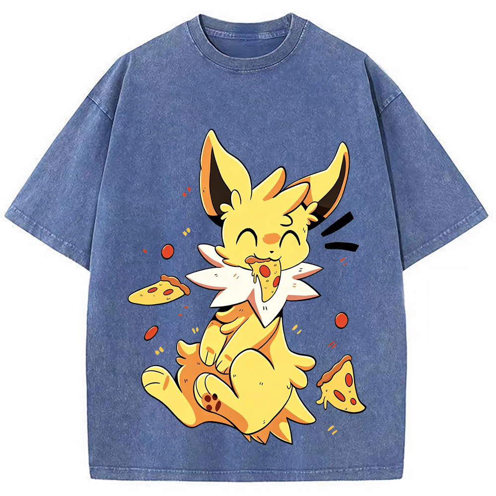 Jolteon Pizza Snack Time Cartoon Tee | Pokemon Anime