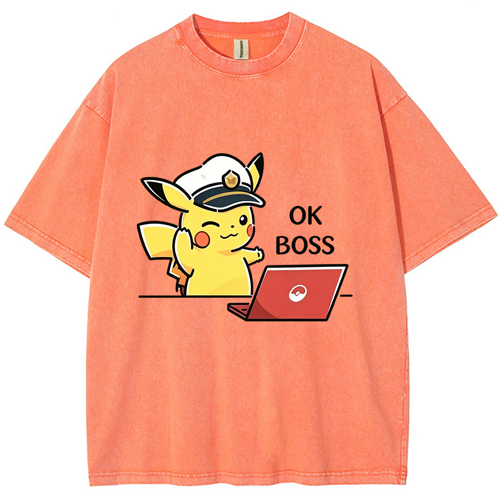 Vintage Washed Pikachu T-Shirt, Funny Work Meme Pokemon Tee