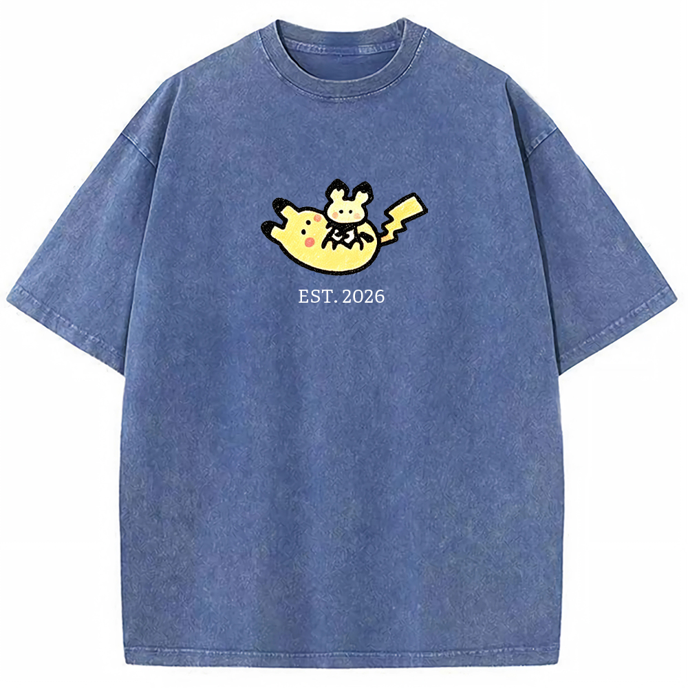 Cute Parent & Kid Pikachu Vintage Washed T-Shirt