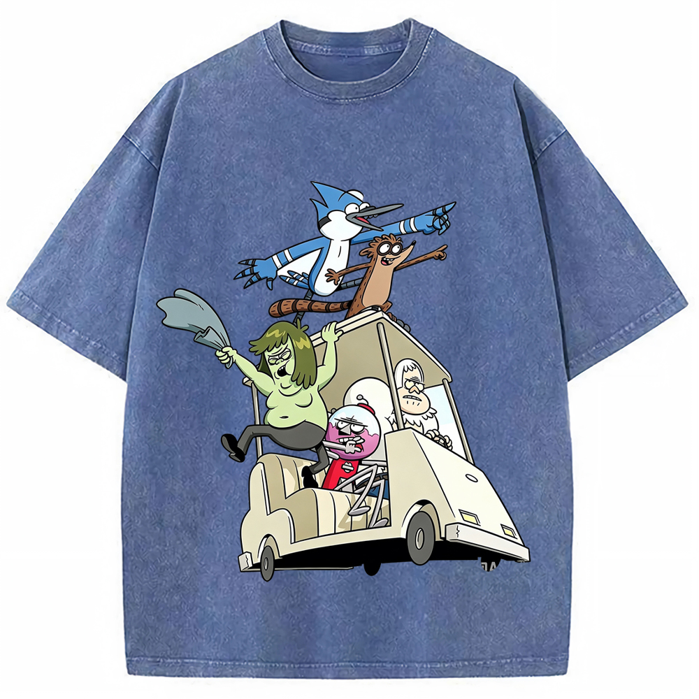 Road Trip Regular Show Full Crew Golf Cart Adventure Group Cartoon Tee