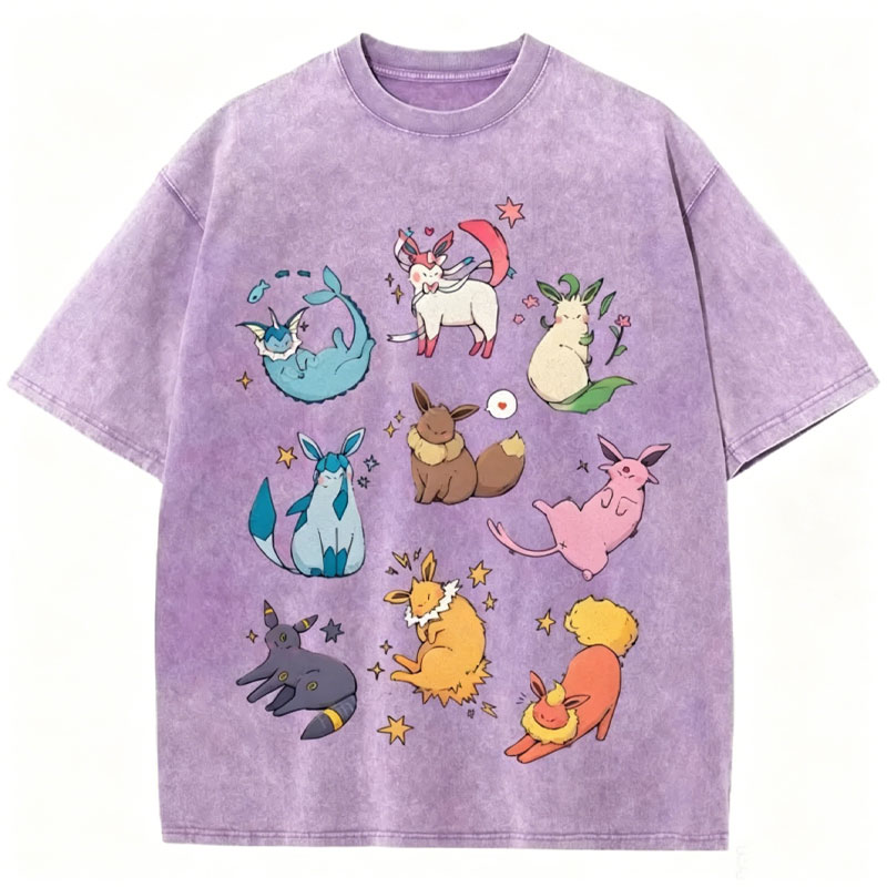 Eevee Evolution Form Unisex Vintage Washed Tee