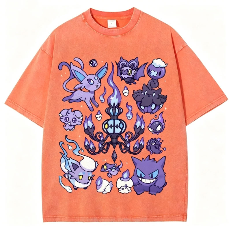 Ghost Type Pokémon Unisex Vintage Washed Tee