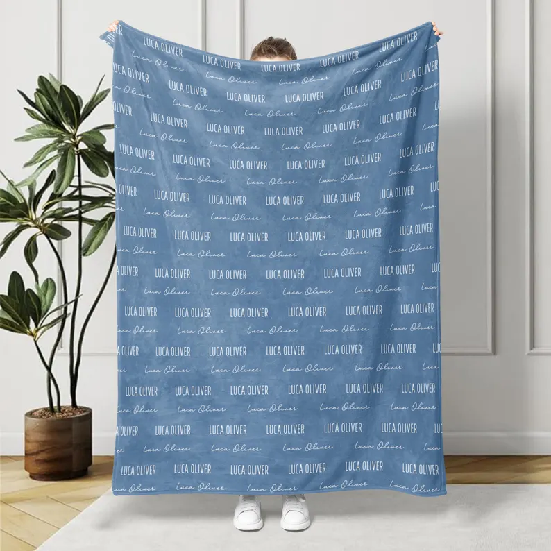 Custom Baby Blanket with Name, Personalized Name Blanket