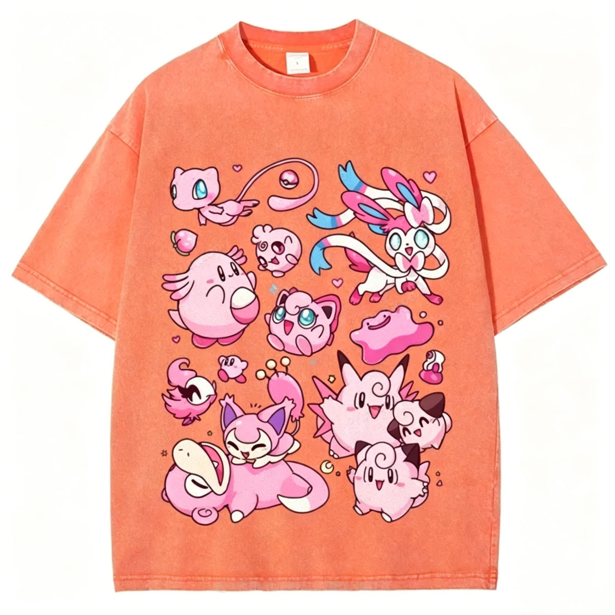 Pink Pokémon Friends Unisex Vintage Washed Tee