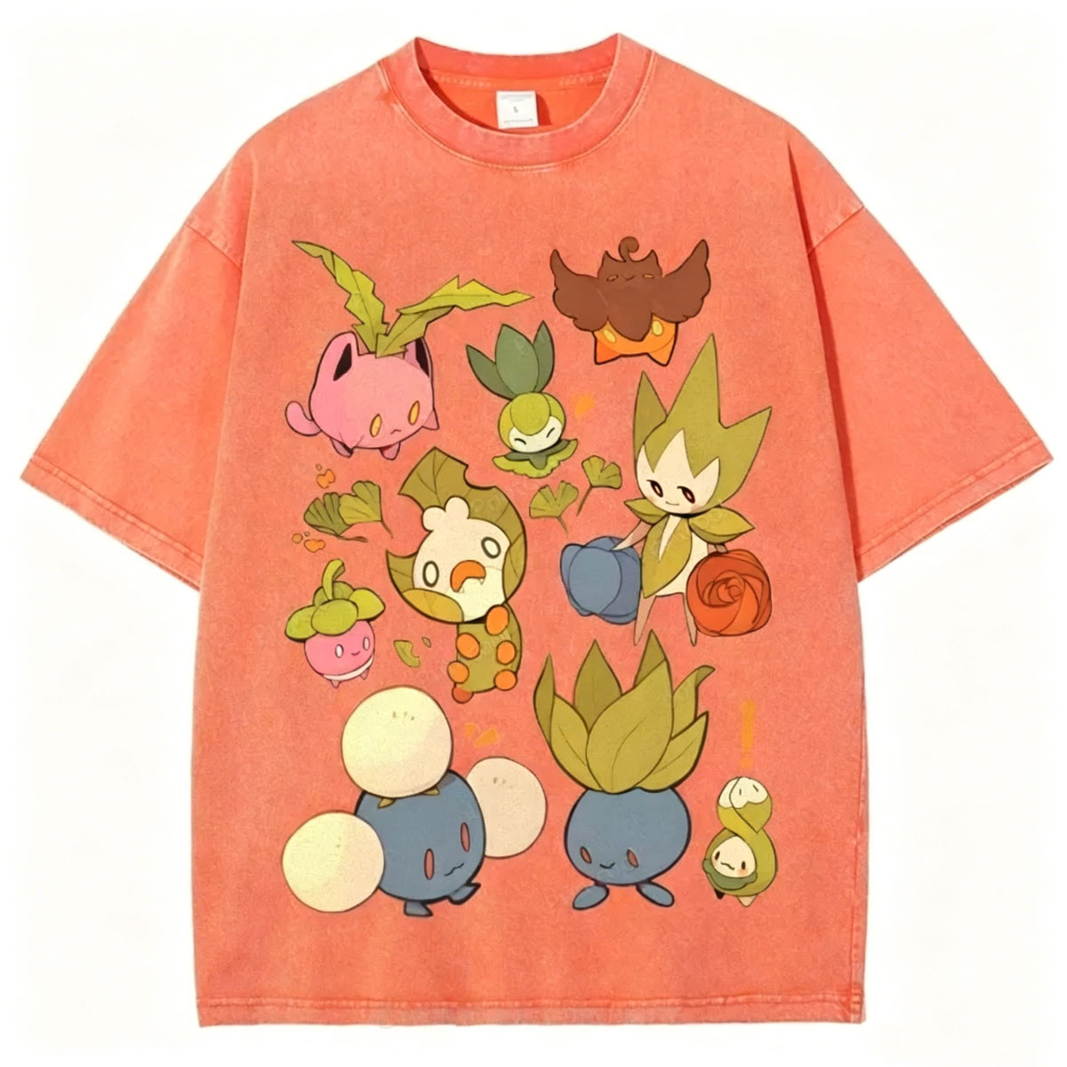 Grass Pokemon Squad Unisex Vintage Washed Tee