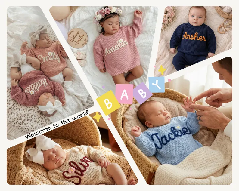 Custom Embroidered Baby Name Sweater
