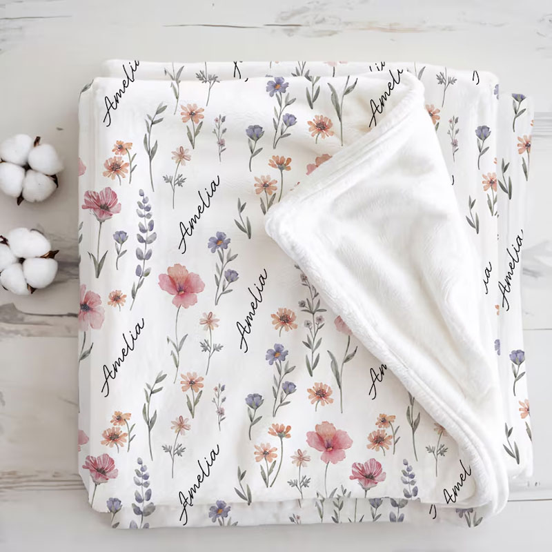 Personalized Wildflower Baby Blanket