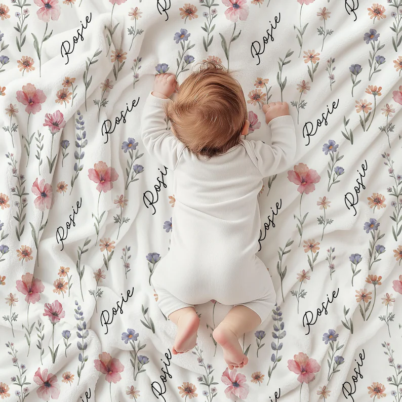 Personalized Wildflower Baby Blanket
