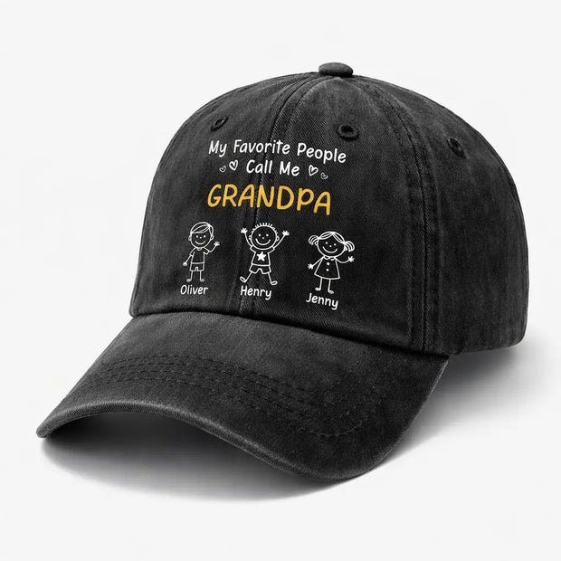 Custom Grandpa Denim Cap, My favorite People Hat