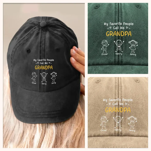 Custom Grandpa Denim Cap, My favorite People Hat