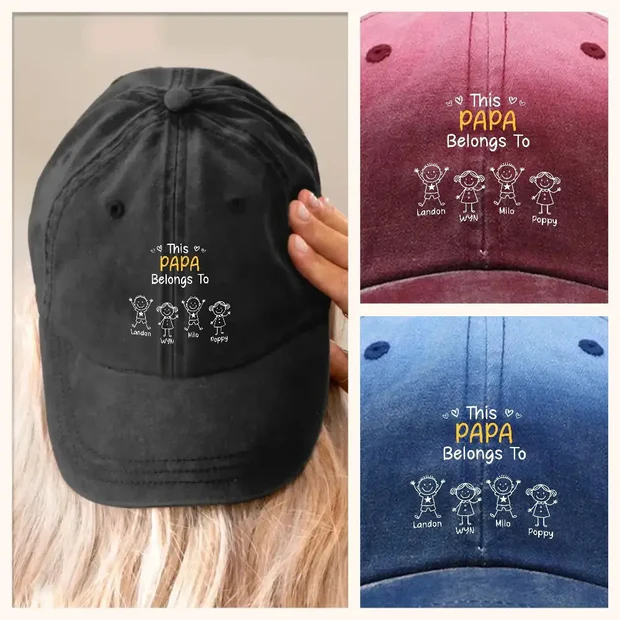 Papa Belongs To, Custom Cap for Men And Kids