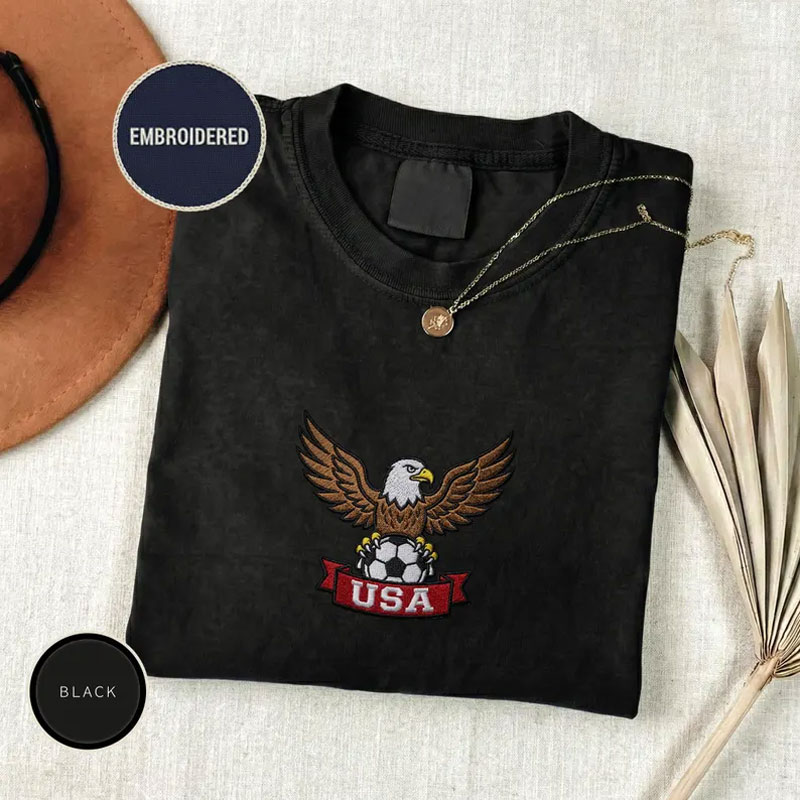 Embroidered Soccer World USA T-Shirt