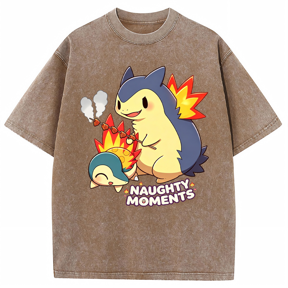 Parent & Kid Cyndaquil Family Grilling Skewers Vintage Washed T-Shirt