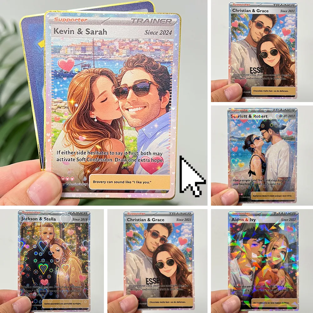 💕Personalized Couple Anime Supporter Trainer Card Pokecard