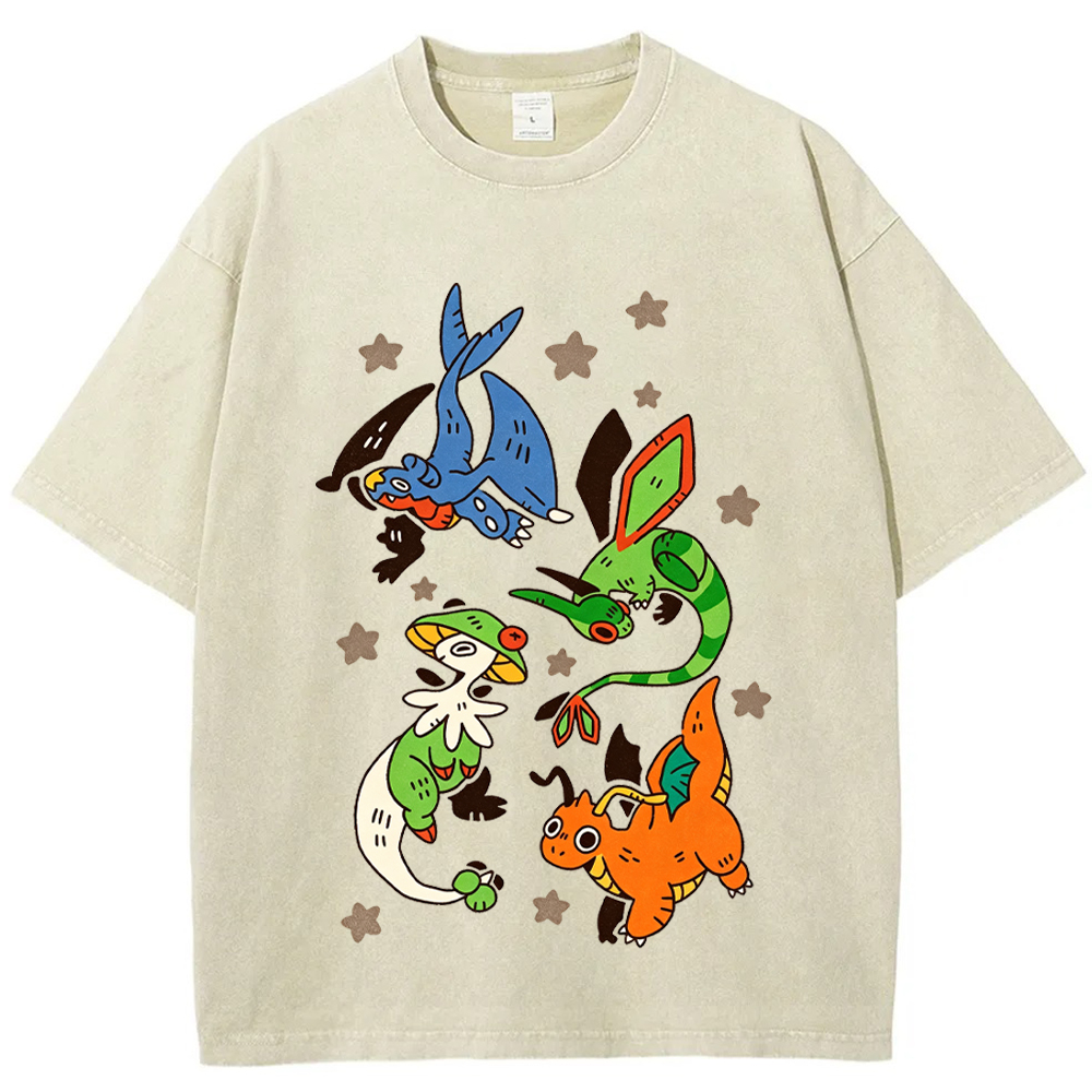 Dragon Type Pokemon Flash Sheet Cartoon Tee | Pokemon Anime