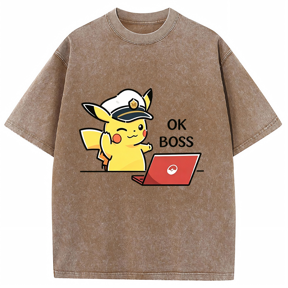 Vintage Washed Pikachu T-Shirt, Funny Work Meme Pokemon Tee