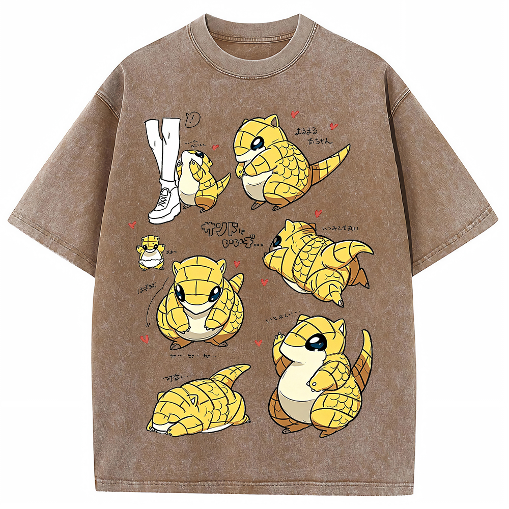 Vintage Washed Sandshrew Cute Multi Poses Pokemon Graphic Tee