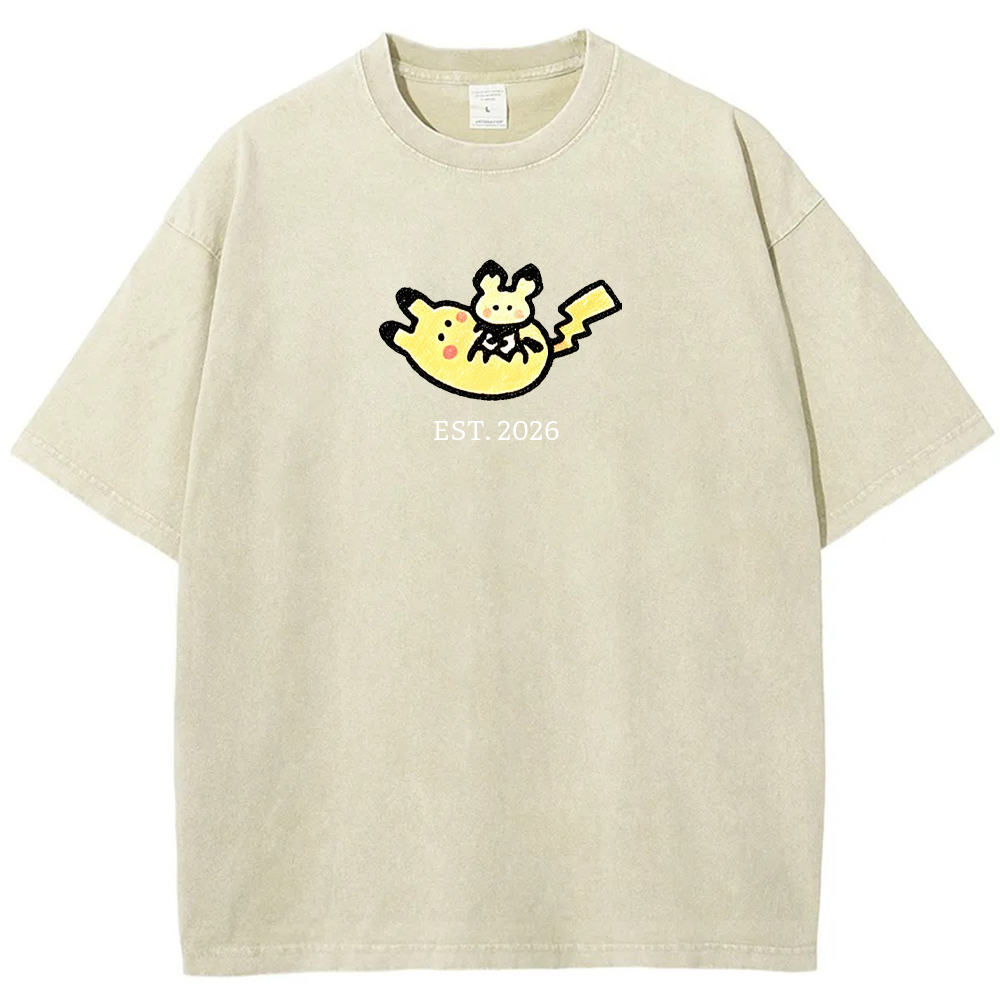 Cute Parent & Kid Pikachu Vintage Washed T-Shirt