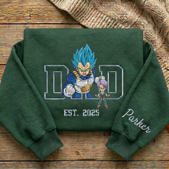 Embroidered Anime Dad Shirt, Personalized Anime Father's Day Gift