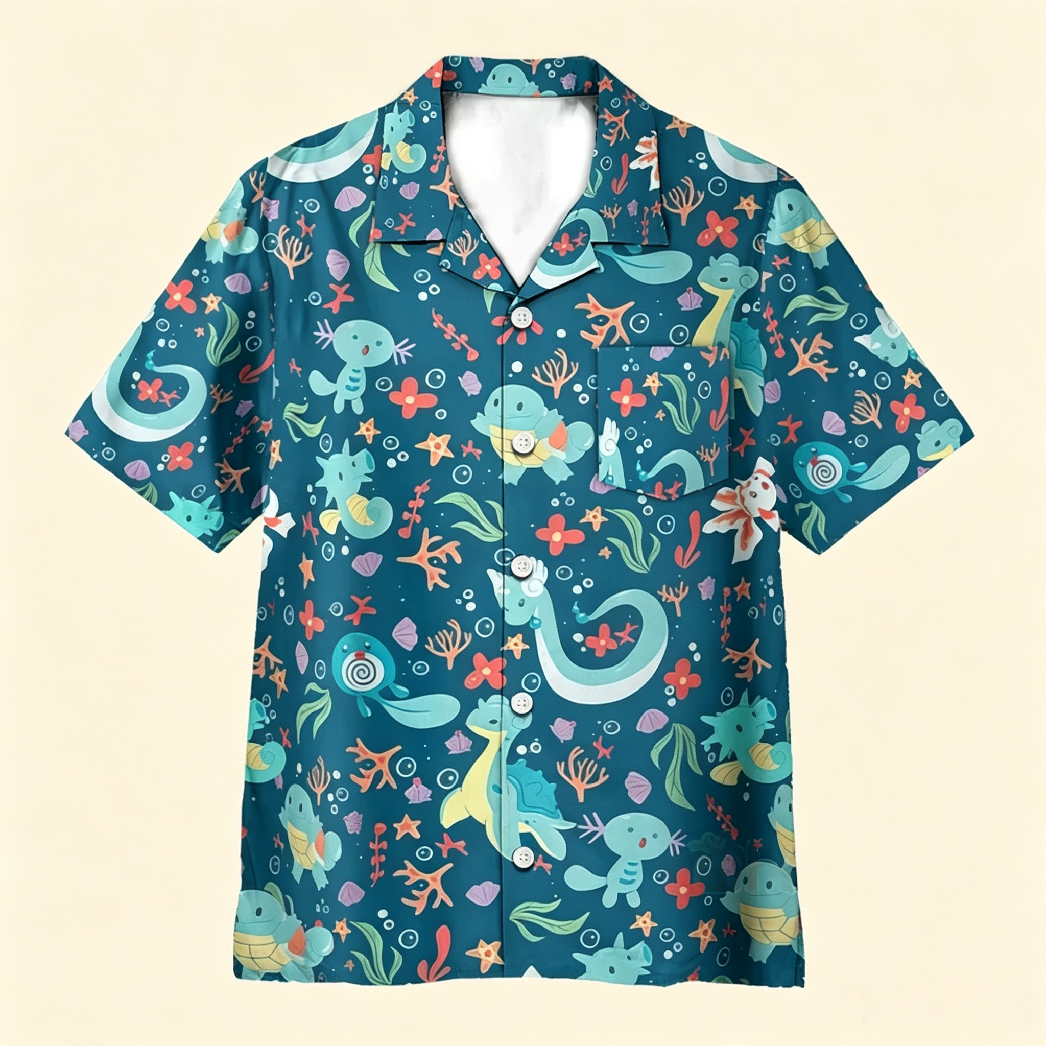 Water Pokemon Pattern Hawaiian Shirt