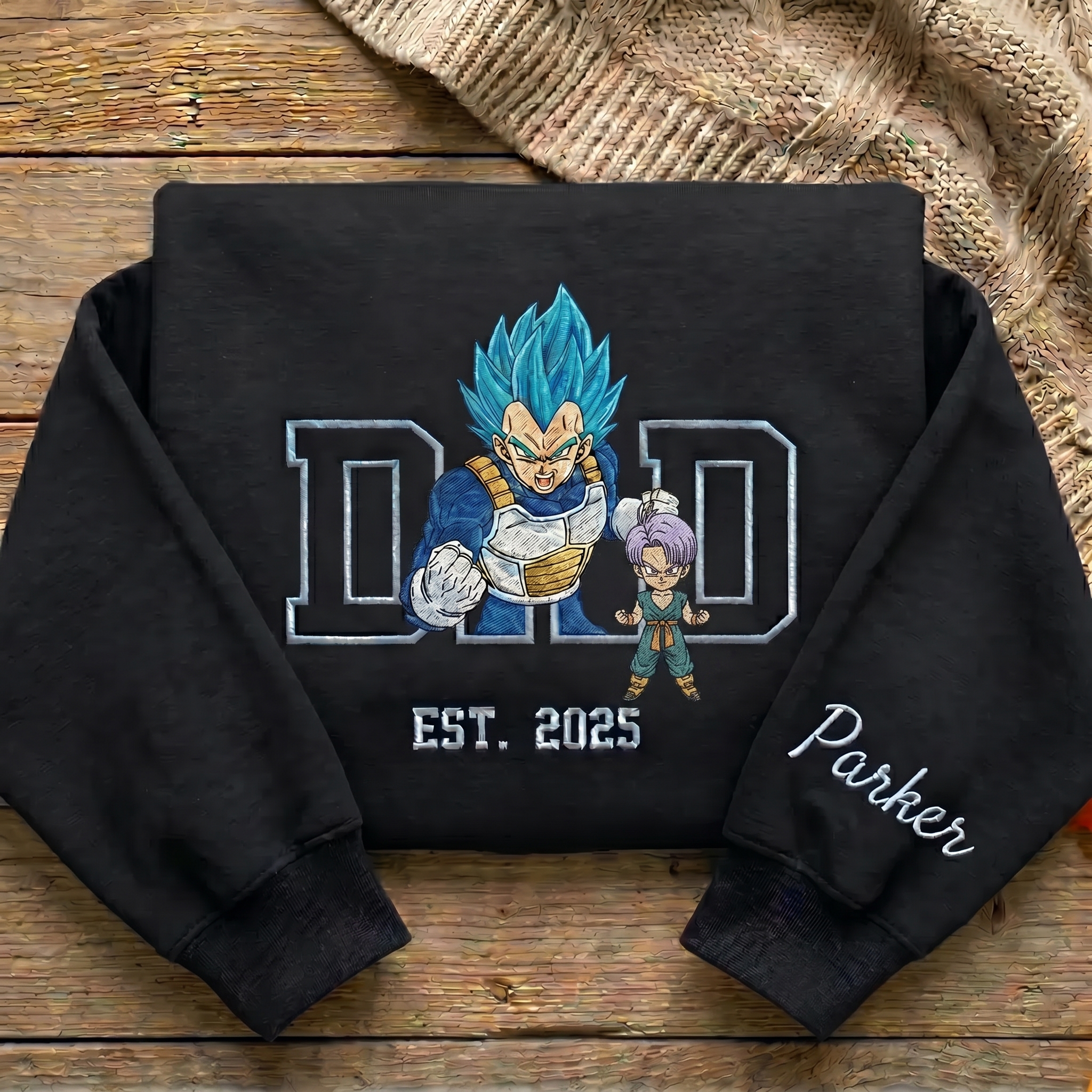 Embroidered Anime Dad Shirt, Personalized Anime Father's Day Gift