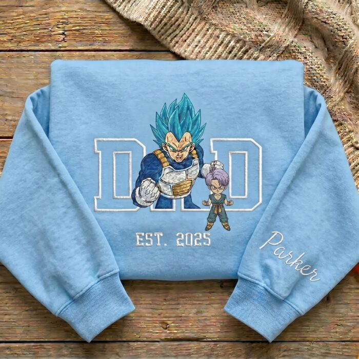 Embroidered Anime Dad Shirt, Personalized Anime Father's Day Gift