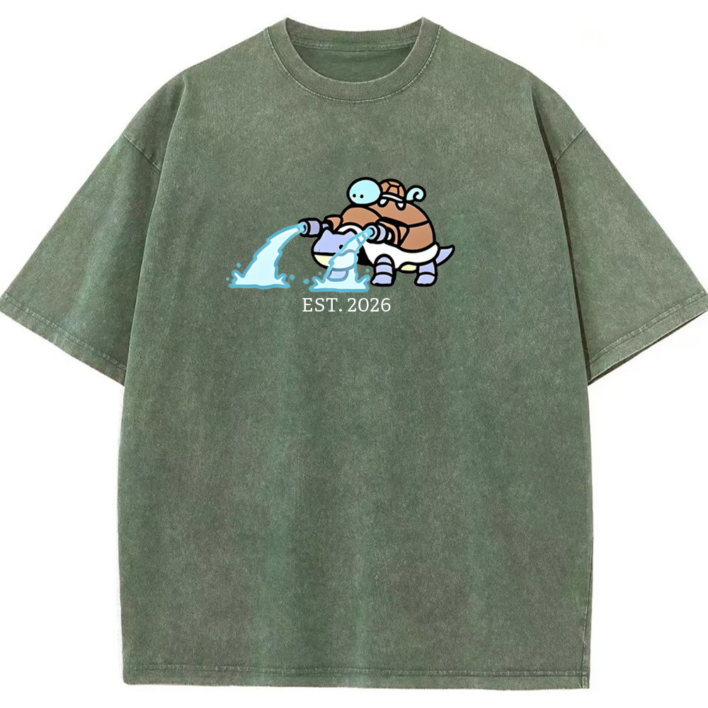 Cute Parent & Kid Blastoise Vintage Washed T-Shirt