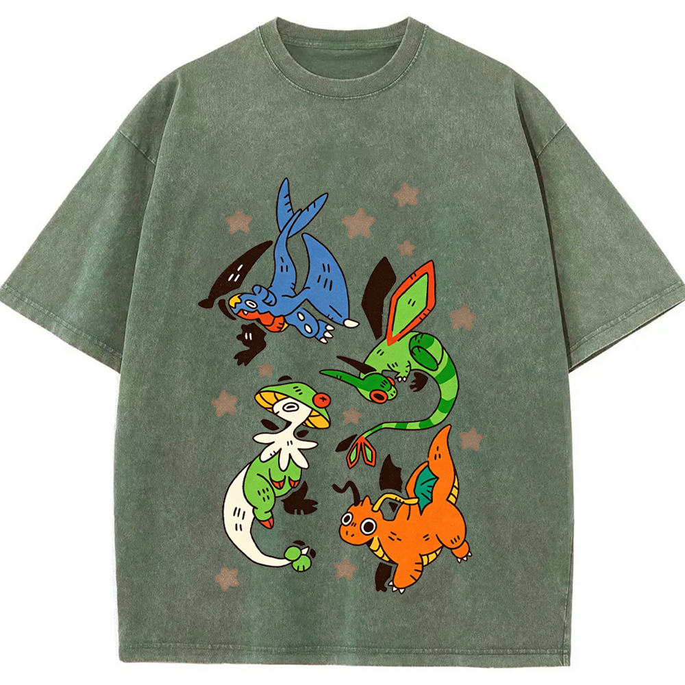 Dragon Type Pokemon Flash Sheet Cartoon Tee | Pokemon Anime