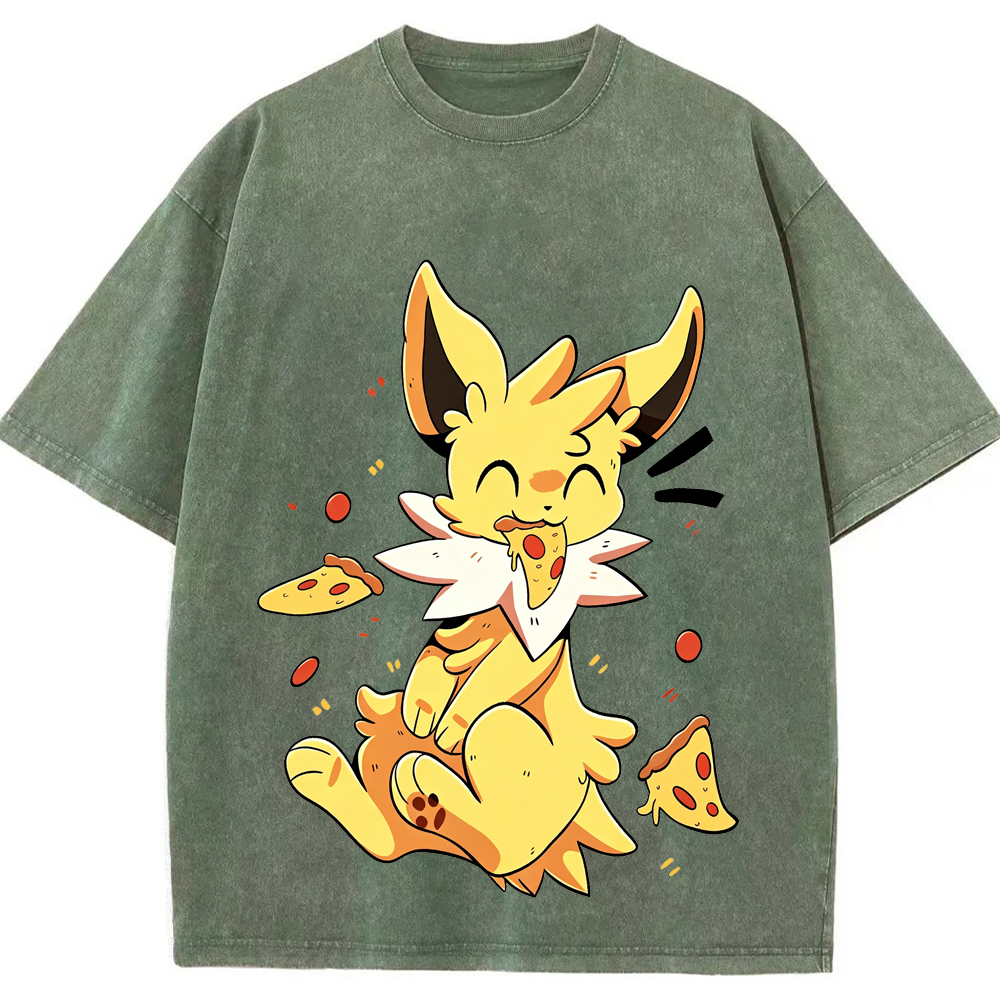 Jolteon Pizza Snack Time Cartoon Tee | Pokemon Anime