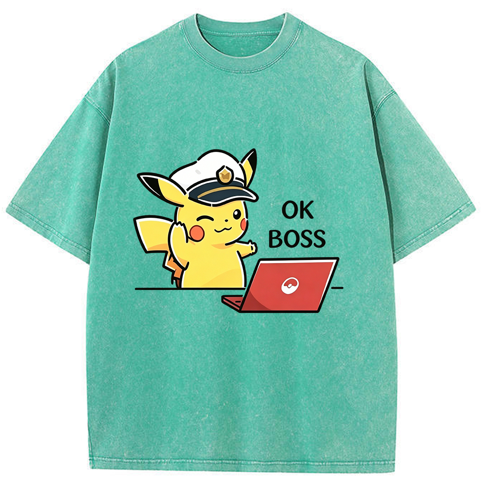 Vintage Washed Pikachu T-Shirt, Funny Work Meme Pokemon Tee
