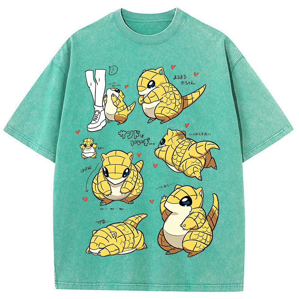 Vintage Washed Sandshrew Cute Multi Poses Pokemon Graphic Tee