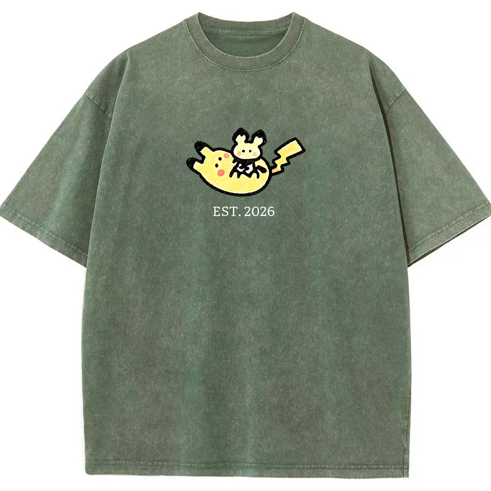 Cute Parent & Kid Pikachu Vintage Washed T-Shirt