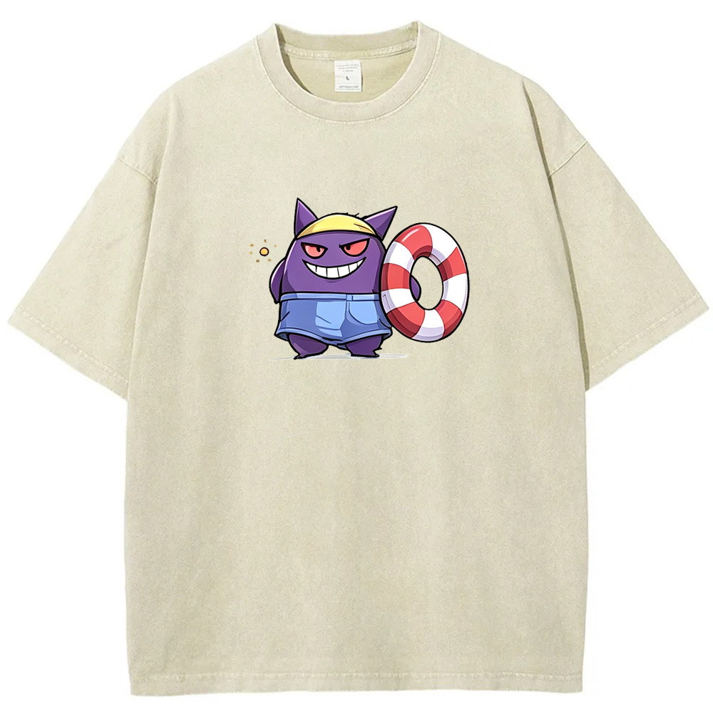 Summer Holiday Gengar Beach Vibe Cartoon Tee | Pokemon Anime