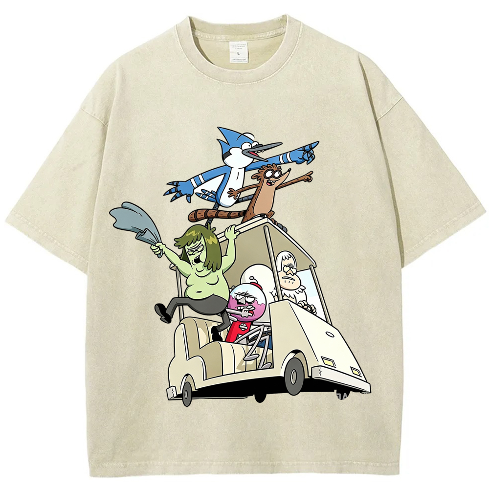 Road Trip Regular Show Full Crew Golf Cart Adventure Group Cartoon Tee