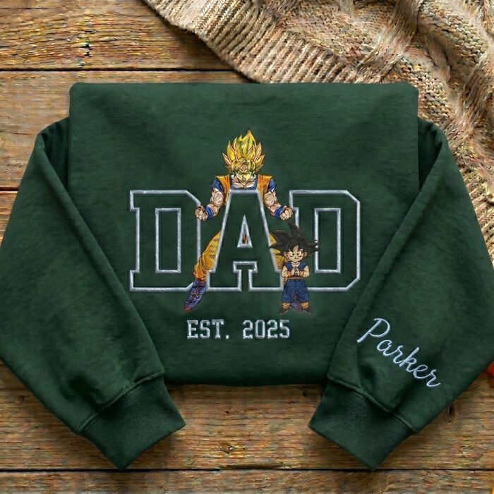 Custom Super Saiyan Dad Shirt, Personalized Anime Father's Day Gift