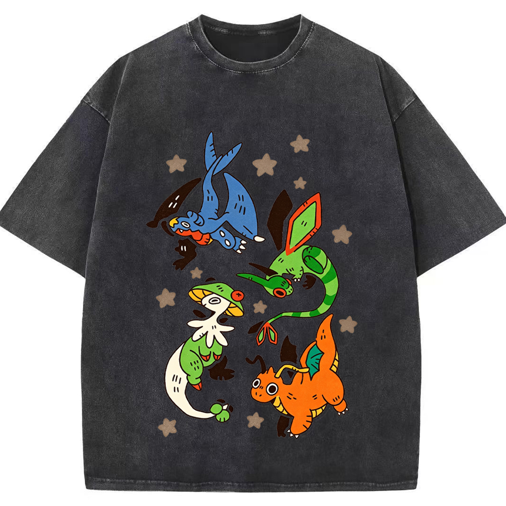 Dragon Type Pokemon Flash Sheet Cartoon Tee | Pokemon Anime