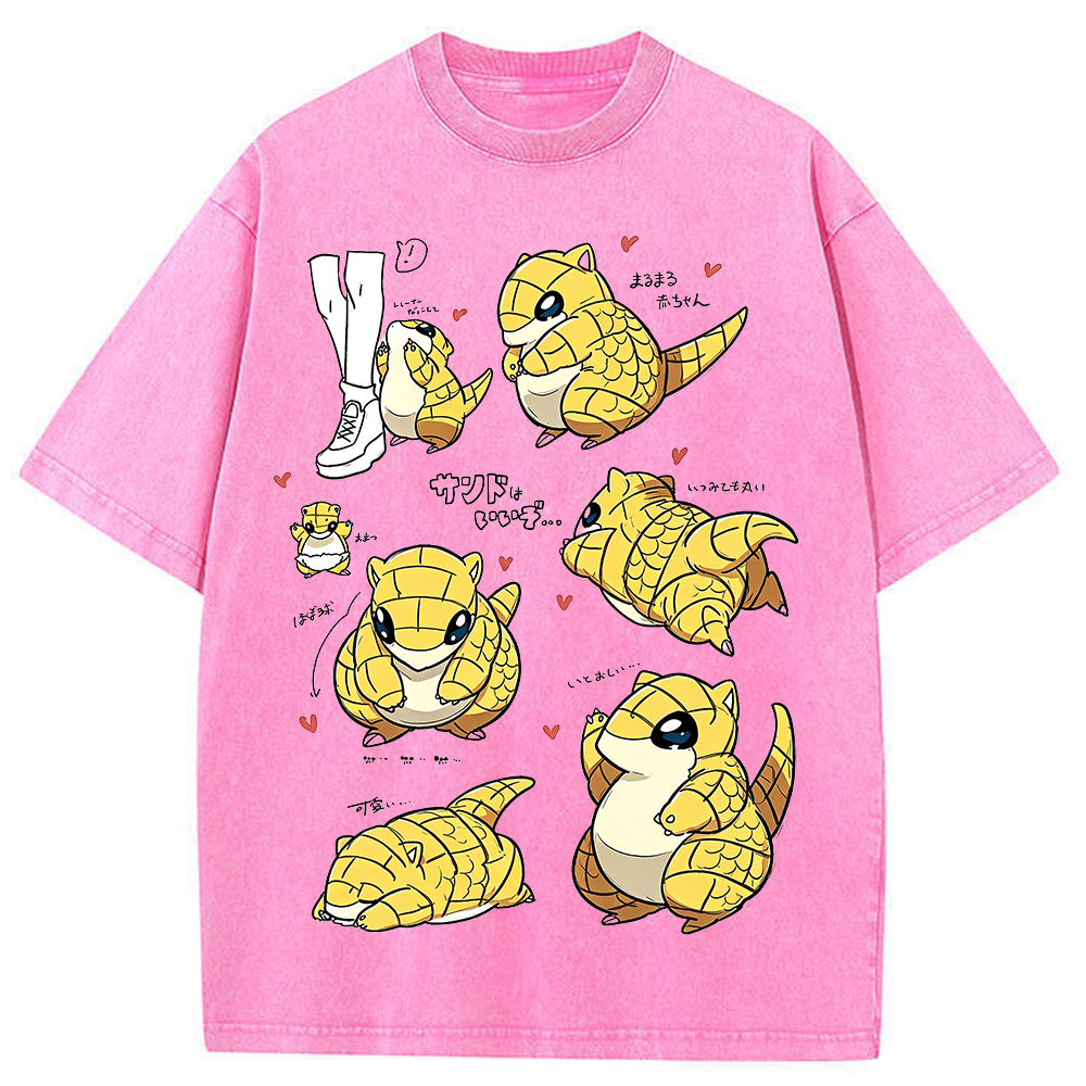 Vintage Washed Sandshrew Cute Multi Poses Pokemon Graphic Tee