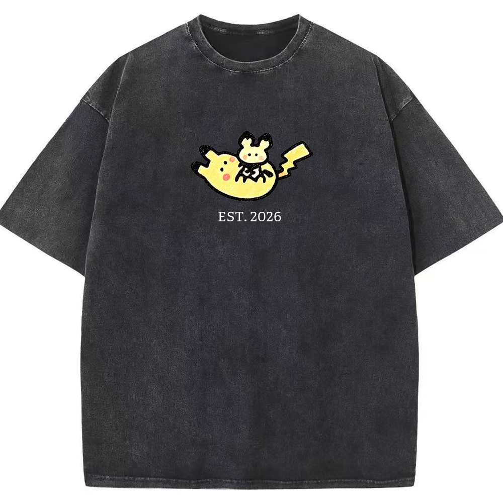Cute Parent & Kid Pikachu Vintage Washed T-Shirt