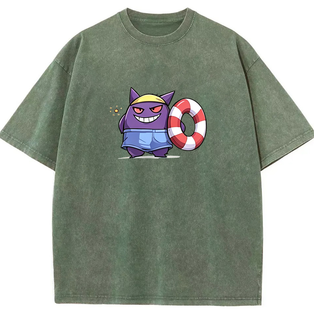 Summer Holiday Gengar Beach Vibe Cartoon Tee | Pokemon Anime