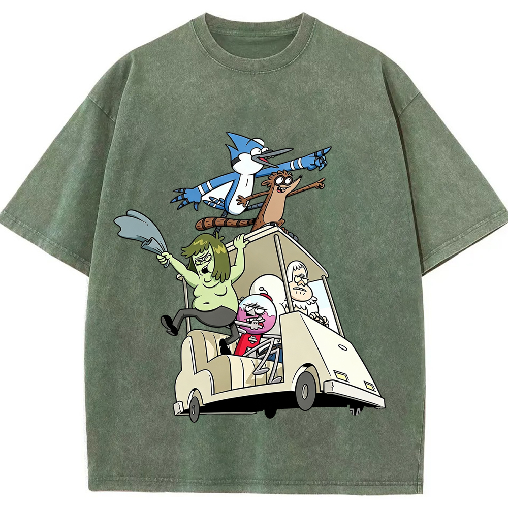 Road Trip Regular Show Full Crew Golf Cart Adventure Group Cartoon Tee