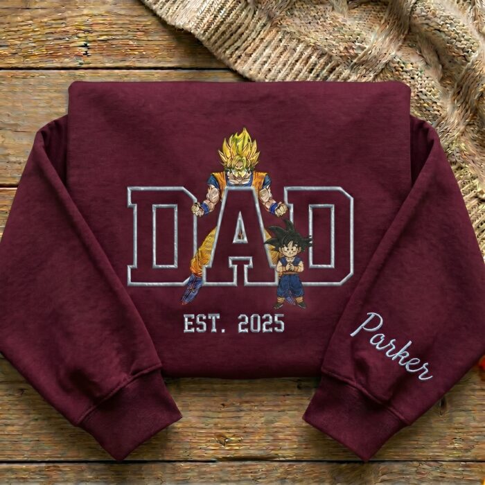 Custom Super Saiyan Dad Shirt, Personalized Anime Father's Day Gift