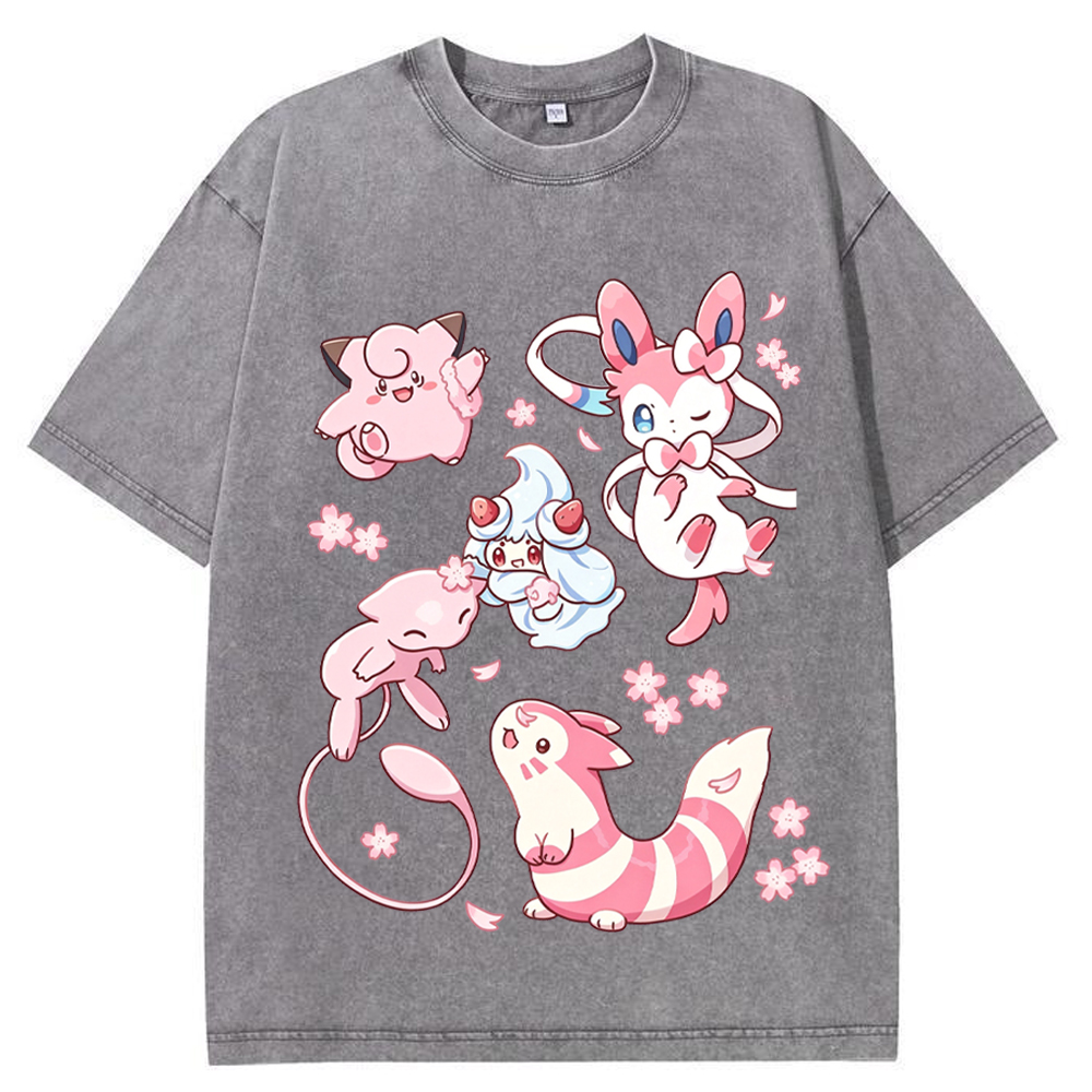 Pink Fairy Type Evolution Squad Cartoon Tee | Pokemon Anime