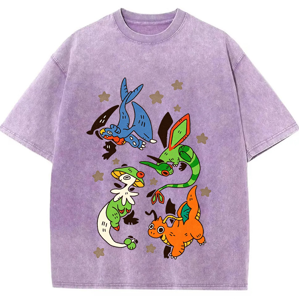 Dragon Type Pokemon Flash Sheet Cartoon Tee | Pokemon Anime