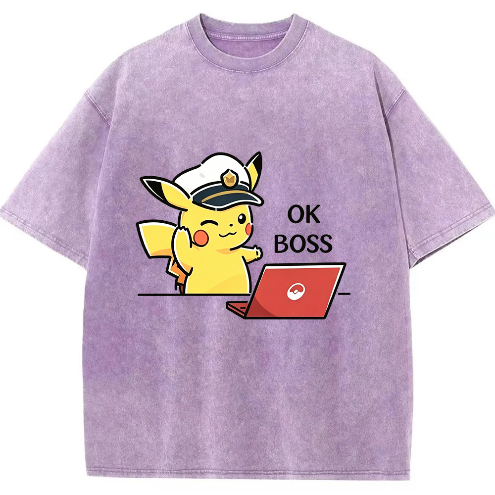 Vintage Washed Pikachu T-Shirt, Funny Work Meme Pokemon Tee