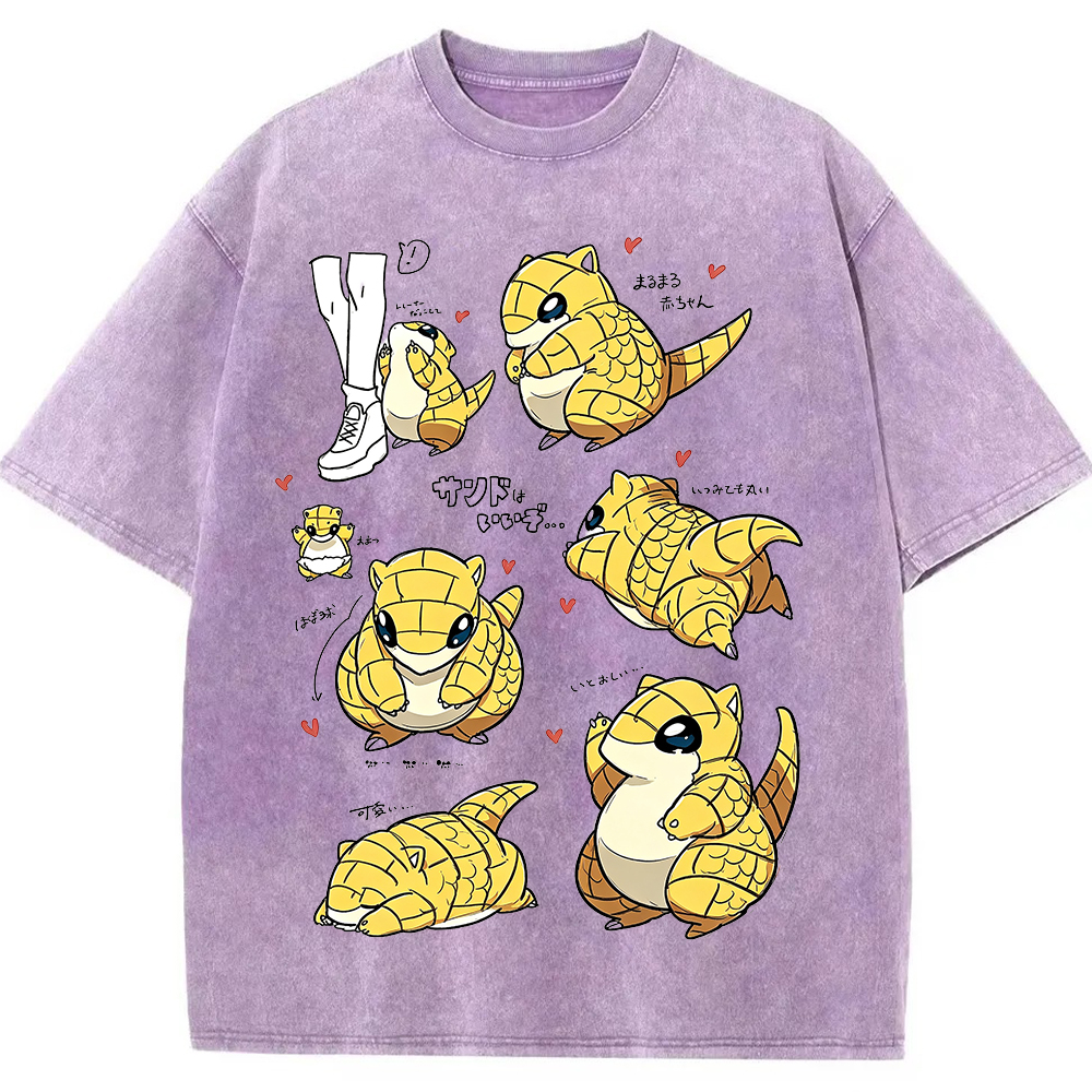 Vintage Washed Sandshrew Cute Multi Poses Pokemon Graphic Tee