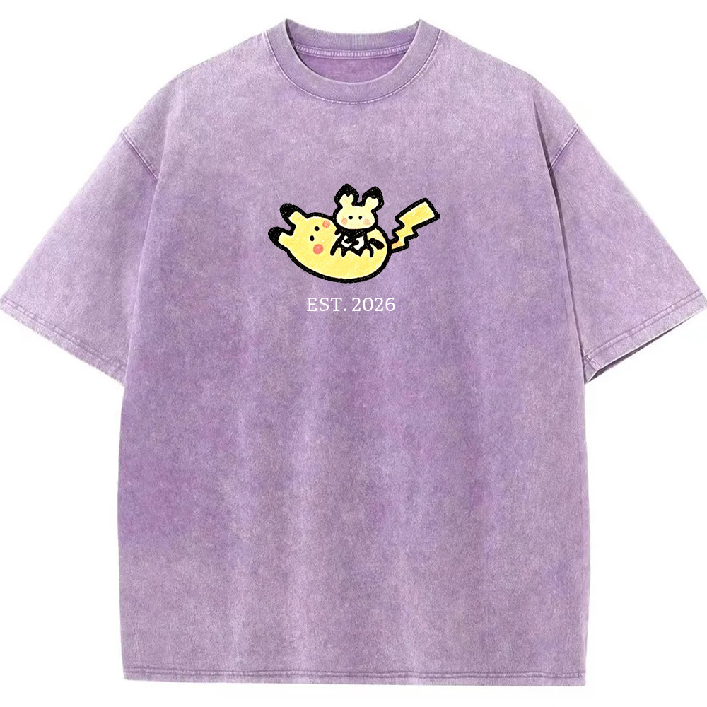 Cute Parent & Kid Pikachu Vintage Washed T-Shirt
