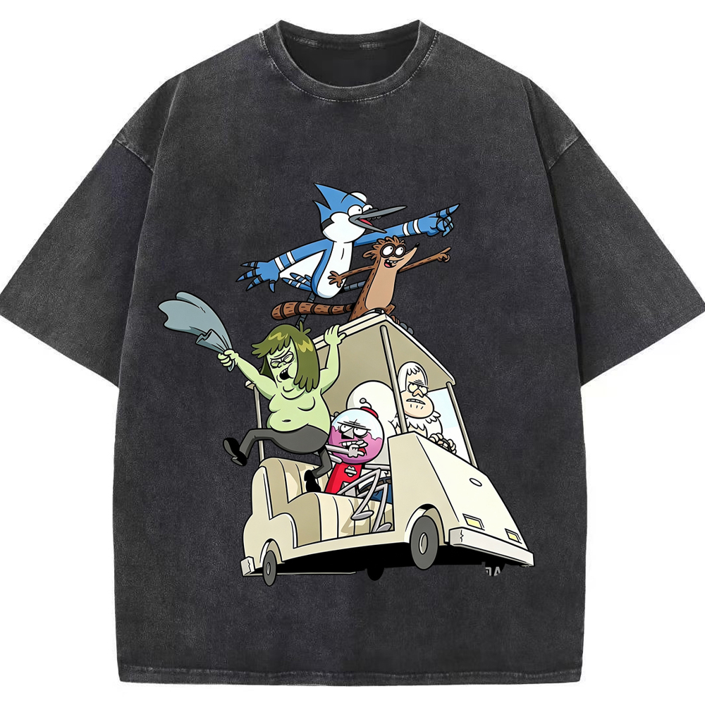Road Trip Regular Show Full Crew Golf Cart Adventure Group Cartoon Tee