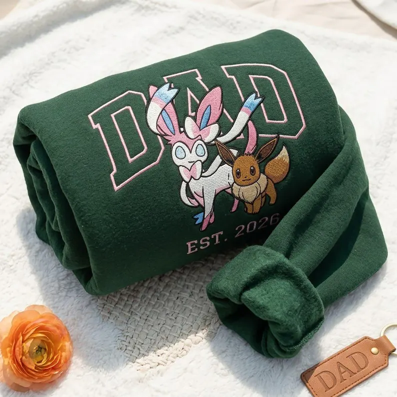 Embroidered PokaDad Custom Shirt, Personalized Anime Dad Sweatshirt